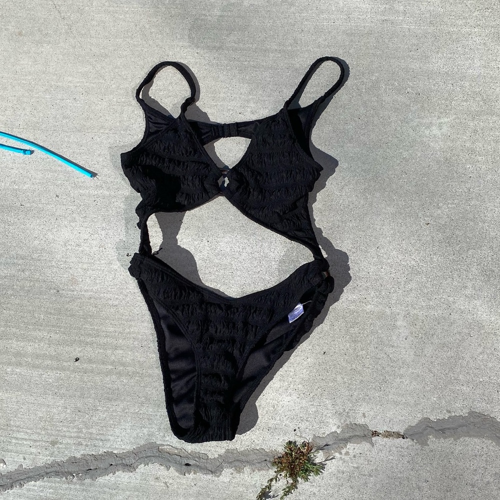 Black Cutout One Piece Swimsuit Size S